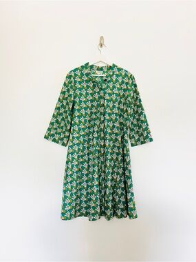 Zuri Kenya Green Abstract Print Cotton Shirt Dress Size M Made in Kenya